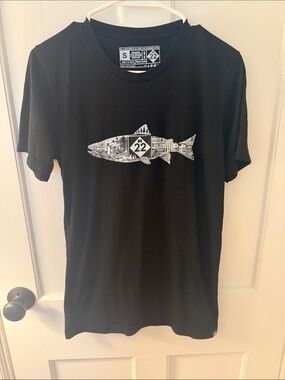 Black Fish Graphic Tee with Route 22 Emblem